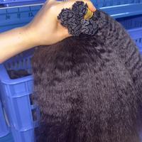 Extensions de cheveux naturels vietnamiens en gros, ondulés, vierges, à pointe en kératine, cheveux humains Remy cambodgiens raides crépus, à pointe plate en K