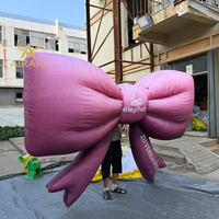 Nœud gonflable géant rose avec souffleur pour la décoration murale de bus, de bâtiments et de cafés, ballon gonflable personnalisé en forme de nœud