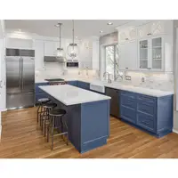 Solid Wood Cabinets American Classic Farmhouse Style Shaker Solid Wood Kitchen Cabinets Set Design With Island