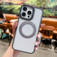 Étui de téléphone transparent en acrylique avec béquille pour iPhone 16 15 14 13 12 11, coque magnétique pour iPhone 16 Pro