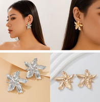 Boucles d'oreilles pendantes en forme de fleur, plaquées or, bijoux en alliage pour femmes, cadeaux