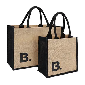 Wholesale Supplier Eco Friendly Small And Medium Reusable Tote Bag Jute Shopping Bag Recycled Burlap Tote Bags with Custom Logo