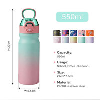 Bouteille d'eau en acier inoxydable 2024 avec paille pour le sport, le camping et les voyages - Sans BPA - Garde au chaud/au froid 12-24 heures - Thermos sous vide