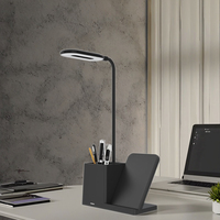 Lampe de Bureau LED 15W 3-en-1 à Commande Tactile avec Support Porte-Stylo, Chargeur Sans Fil pour Téléphones Portables, Protection Oculaire et Intensité Variable