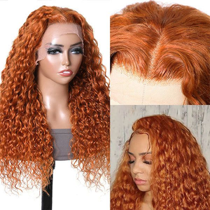 Nouvelle arrivée 350 perruques de cheveux brésiliens bruts couleur Orange vague de corps droite vague profonde 16-30 pouces 13x4 cheveux humains perruque suisse à lacets avant - Product Image 2