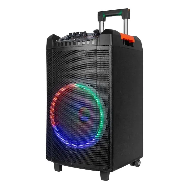 Pro 12 дюймов 200 Вт супер бас вечерние деревянные эйчтиси динамик Портативный BT DJ Караоке акустическая система с Беспроводная микрофонная аккумуляторная батарея
