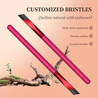 Kuas Alis Bevel Persegi, Kuas Rias Alis Alami, Kuas Rias Garis Rambut dengan Gagang Kayu dan Ferrule Aluminium untuk Kosmetik