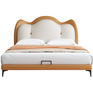 Dream Pink Girls Juego de dormitorio Cama doble de madera de lujo Cabecero en forma de corazón Cama tapizada Hoteles Villas Apartamentos Almacenes - Product Image 4