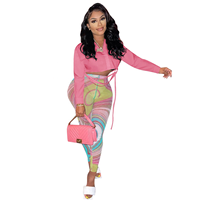 2021 nouveautés Offre Spéciale Clubwear pantalons ensembles pour femmes solide pansement petit haut 2 pièces ensemble imprimer maille Legging costume décontracté