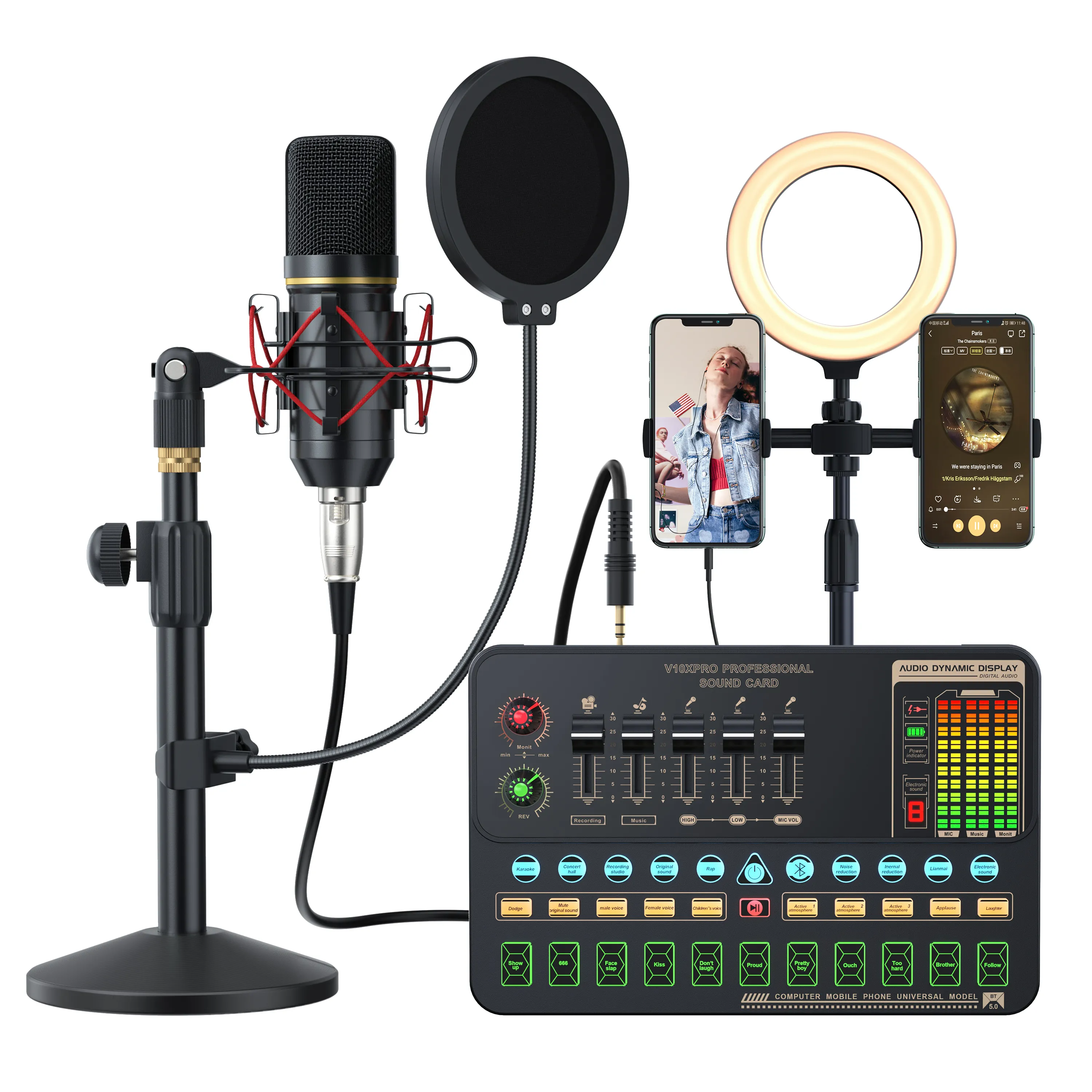 V10XPro ses kartı stüdyo mikser şarkı gürültü azaltma mikrofon ses Pro BM800 canlı yayın telefon bilgisayar kayıt V10X Pro