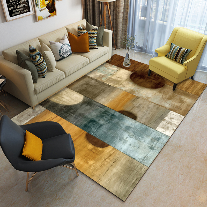 High quality 3D printing geometric design abstract style plain sofa bay window living room carpet