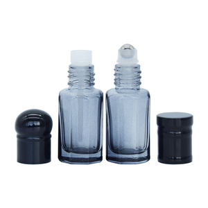 Wholesale mini fragrance perfume 3ml 6ml 12ml octagonal empty glass attar roll on oil bottle glass stick with aluminum cap