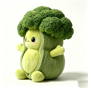Customized Chubby rounded body <b>standing</b> broccoli figure, Soft fuzzy <b>vegetable</b> plush with small limbs - Product Image 2