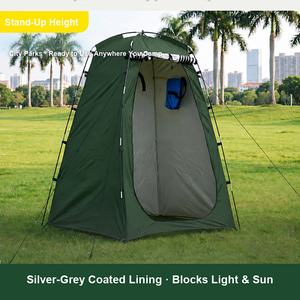 Tente d'intimité extérieure portable, cabine de change, abri de toilette pour le camping avec structure à poteaux externes et porte cintrée - Product Image 3