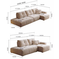 Muebles para Sala de Estar Modernos de Minimalismo Nórdico Sofá Cama Modular Esquinero en L con Tejido y Esponja para Apartamento, Villa u Hotel
