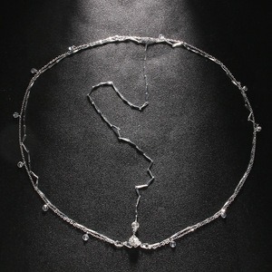 Accessoires de cheveux de luxe de style indien pour femmes, feuille en cristal de strass argenté, coiffure de mariage, fleur en diamant, goutte <span class=keywords><strong>d</strong></span>'eau, pompon - Product Image 4