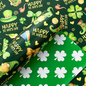 Original green-colored aluminum-coated gift <b>wrapping</b> <b>paper</b> for Saint Patrick - Product Image 2