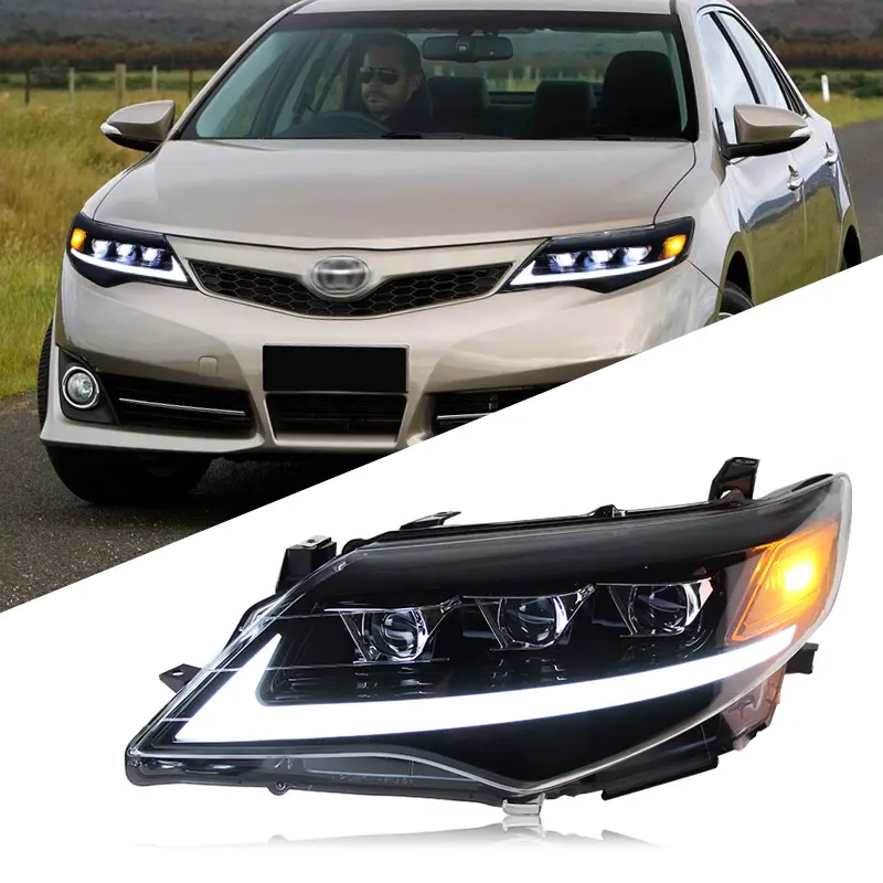 Upgrade LED DRL headlamp headlight for Toyota Camry 2012 2013 2014 fiowing lens head light head lamp assembly