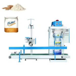 Máquina de embalagem para arroz/grãos, 5-50kg, máquina de enchimento vertical de farinha de soja e trigo, alimentação em espiral, refrigerante em pó