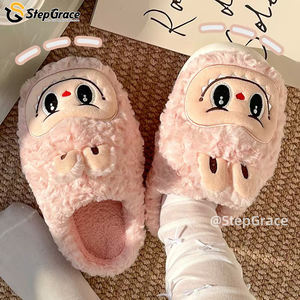 StepGrace all'ingrosso inverno ispessito caldo pantofole Labubu per interni per la casa antiscivolo dita avvolgente soffici pantofole per le donne - Product Image 6