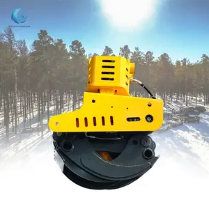 tree cut and move log grab saw wood hydraulic grapple with chainsaw for excavator