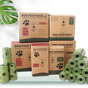 Sacs à déjections canines compostables en amidon de maïs - Sacs écologiques biodégradables pour animaux de compagnie pour les promenades en extérieur et l'usage domestique - Vente flash en stock - Product Image 1