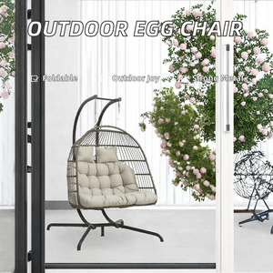 <span class=keywords><strong>Chenson</strong></span> H1023 Muebles Modernos de Exterior, Silla Doble Tipo Huevo Plegable de Metal para Balcón - Columpio Colgante para Patio, Parque, Almacén - Product Image 2