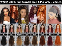 Perruques brésiliennes Letsfly en cheveux vierges naturels, avec dentelle frontale complète 13x4, densité 200%, 18-32 pouces, ondulations profondes/lisses/Body Wave, 100% cheveux humains