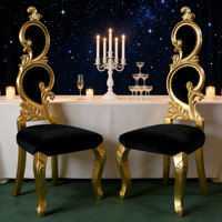 Chaise à dossier haut de style européen français en tissu/velours/cuir PU + éponge haute densité, écologique et durable, pour extérieur, hôtel, mariage, salle à manger