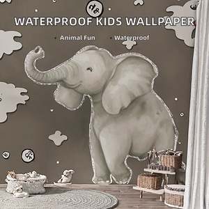 <span class=keywords><strong>Sticker</strong></span> <span class=keywords><strong>mural</strong></span> imperméable rose pour chambre d'enfant, thème parc animalier, nuage, montgolfière, girafe, éléphant, pour salon et hôtel - Product Image 1