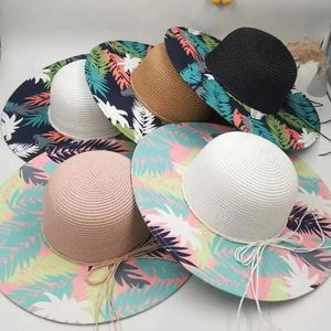Women Paper Floppy Beach <b>Straw</b> <b>Hat</b> With Print Logo Bowknot Summer Sun <b>Hat</b> Foldable 2024 <b>Straw</b> <b>Hat</b> - Product Image 1