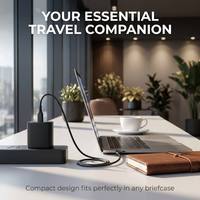 Chargeur mural double port OEM 65W Type-C PD USB-A QC3.0 à charge rapide, adaptateur pliable noir mat pour ordinateur portable et téléphone, idéal pour les voyages