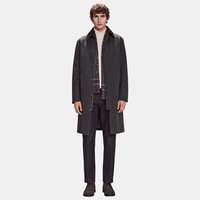 Trench-coat pour homme en mélange de polyester, style défilé, avec fermeture éclair sur le devant