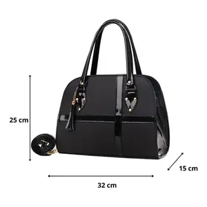 Bolso Tote de Mezclilla para Mujer Fana Ilma, Negro, con Cierre de Solapa, Correa de Cadena, Bolso Casual para Uso Diario - Product Image 4