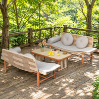 Conjunto de Sillón Reclinable de Mimbre con Estructura de Acero, Estilo Chino Moderno, para Jardín, Balcón, Hogar, Protección Solar