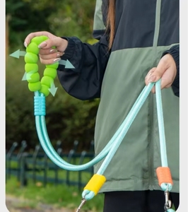 Durable Double <strong>Dog</strong> <strong>Leash</strong> with Soft Foam Handle , Colorful Tangle-Free Rope Lead <strong>for</strong> Walking Two Small or Medium Pets Outdoors - Product Image 2