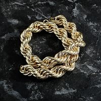 Chaîne en cuivre de style hip-hop européen et américain NK21080008, grande chaîne en laiton, or 14 carats, 30 mm, collier en bambou, accessoires uniques