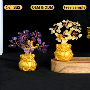 Handmade Fengshui Natural Quartz Chips Money Bag <b>Tree</b> Crystal Healing Stone Fortune <b>Tree</b> - Product Image 5