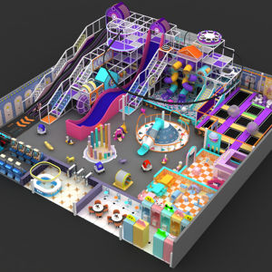 เครื่องเล่นแบบนุ่มสำหรับเด็กเล่นในร่มอุปกรณ์สนามเด็กเล่นในร่มพร้อมสวนแทรมโพลีน - Product Image 1