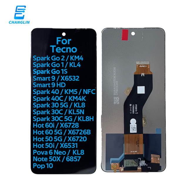 Mobile Phone LCD Display Replacement for Tecno Infinix Pop 10 Spark Go 2 1 1s KM4 Smart 6.67'' FHD 1 Year Warranty