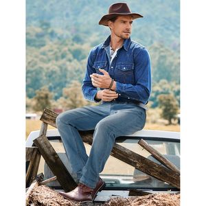 Pantalones Vaqueros de Pierna Recta para Hombre FOXA, Corte Regular, Mezclilla de Peso Medio, Transpirables, Casuales - Product Image 4