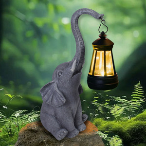 Lampe solaire en résine en forme d'éléphant pour jardin, décoration extérieure, étanche, LED, alimentée par énergie solaire, pour patio et cour - Product Image 1