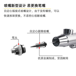 Pistolet aérographe double action 0.2 0.3 0.5mm à alimentation par gravité, vitesse réglable, portable, capacité du réservoir 7.0cc - Product Image 3
