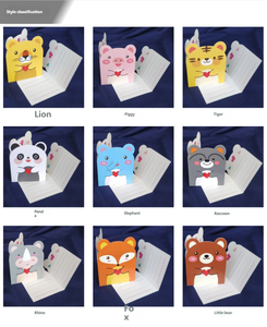 Ensemble de 12 cartes de vœux mignonnes avec animaux en 3D, ours, <span class=keywords><strong>renard</strong></span>, panda, licorne, cartes de remerciement pour les enfants, <span class=keywords><strong>anniversaire</strong></span>, fête de la Saint-Valentin - Product Image 4