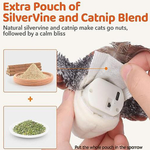 Jouets pour chat Moineau oiseau battant rechargeable, Tweet de gazouillis réaliste, jouet de chaton activé par contact jouets d'exercice de chat interactifs pour - Product Image 4