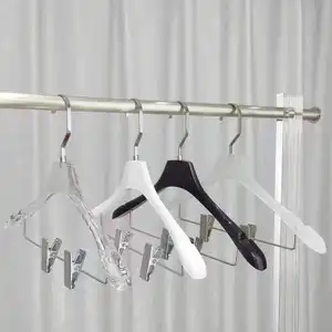 Nouvelles Cintres en Acrylique Transparent, Noir, Blanc et Givré pour Vêtements et Pantalons avec Pinces Élégantes – Idéal pour Magasins <span class=keywords><strong>de</strong></span> Vêtements - Product Image 1