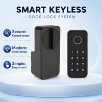 Serrure de porte motorisée adaptable avec application Tuya Smart Life pour clavier, lecteur d'empreintes digitales et code PIN, sécurité pour portes en bois, maison et appartement