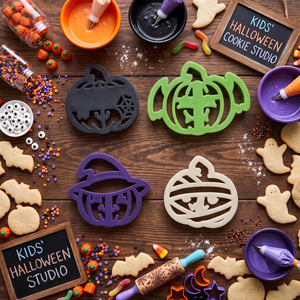 Juego de Cortadores de <span class=keywords><strong>Galletas</strong></span> de Calabaza de Halloween Moldeados por Inyección de Plástico, Cortador y Estampador de <span class=keywords><strong>Galletas</strong></span> 3D para Fondant, Repostería, Herramientas de Repostería DIY - Product Image 2