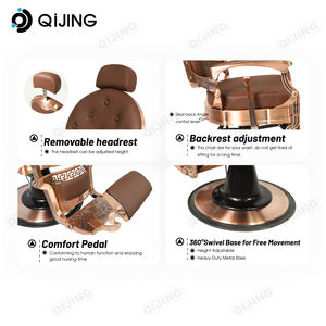 Chaise de salon de coiffure vintage pour hommes, professionnelle, robuste, inclinable, hydraulique, en cuir, classique, pour barbier - Product Image 6