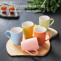 Mug à café en céramique personnalisable de style classique, 11 oz, finition mate émaillée, forme ovale, en grès, pour les fêtes, compatible micro-ondes et lave-vaisselle